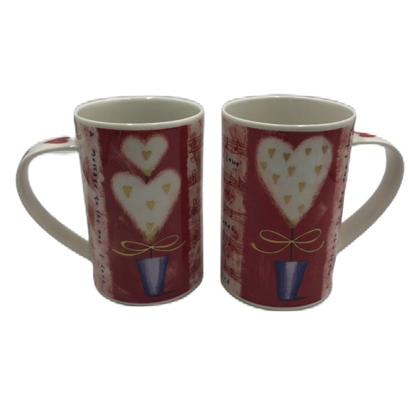 Dunoon Stoneware Heartstrings Design by Kate Mawdsley Set of 2 Ceramic Mugs - Picture 1 of 12